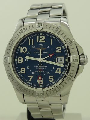 Breitling ref A32350 Steel Auto 40mm Blue Dial Colt 500m GMT Diver on Bracelet from in Clean Condition with Books & Papers