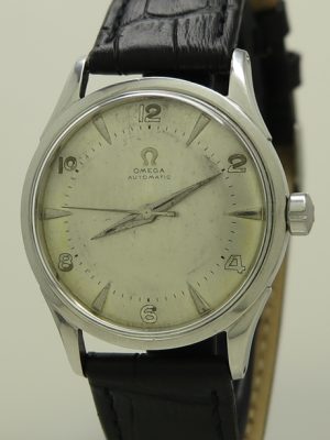 Omega ref 2635-1 Steel 33mm cal.354 Silver Arabic Dial Bump-Automatic from 1950 in Attractive Original Vintage Condition