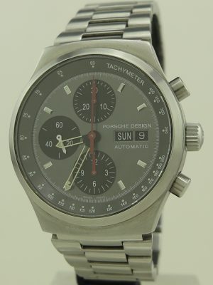 Porsche Design by Eterna ref 6625 Steel 40mm Auto Grey Dial Day-Date Chronograph on Bracelet in Clean Original Condition