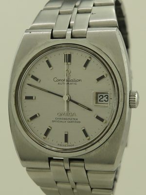 Omega ref 168.046 Steel Automatic 36mm TV Case cal.1001 Silver Dial Constellation in Fine Original Vintage Condition on Bracelet from 1974