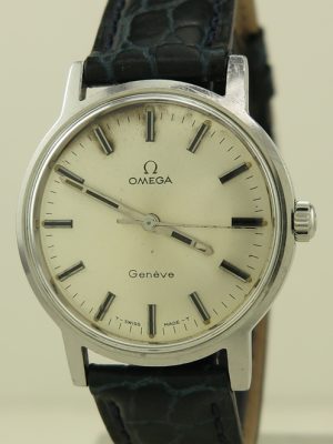 Omega ref 135.070 Steel Manual 35mm cal.601 Silver Dial Geneve from 1970 in Fine Original Vintage Condition on Strap