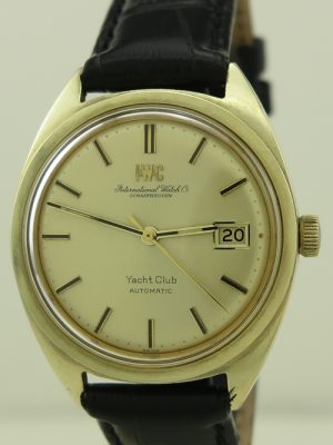 IWC ref R911A 14K Yellow Gold 36mm Automatic cal.8541 1960s Gold Dial Yacht Club Date in Fine Original Vintage Condition