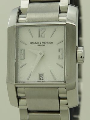 Baume & Mercier ref MOA08568 Steel Quartz Ladies 22 by 34mm Silver Dial Diamant Hampton on Bracelet
