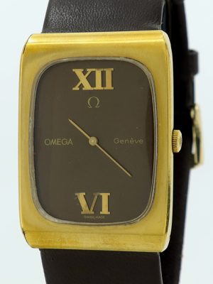 Omega 111.0116 Gold Plate Manual Brown Dial Geneve on Strap from 1974