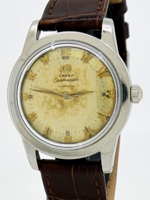 Omega ref 2577 Steel Bump-Auto 34mm Tropic Dial Seamaster on Strap from 1950