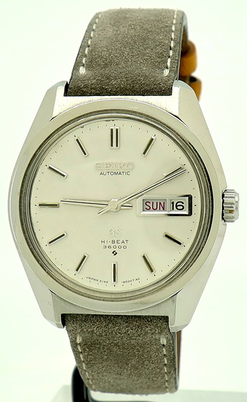 Grand Seiko ref 6146-8000 Steel Auto 36mm Hi-Beat Day-Date on Strap in Fine  Vintage Condition - The Watch Gallery