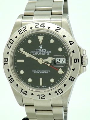 Rolex ref 16570 Steel Auto 39mm Black Dial Oyster Perpetual Explorer II w/Papers