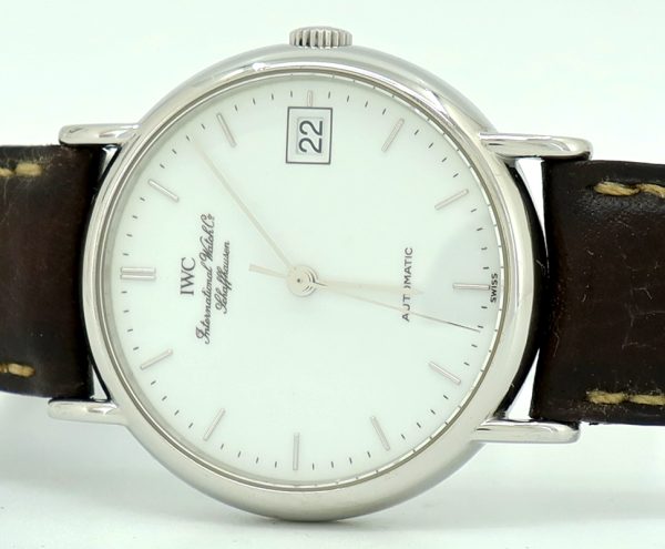 IWC ref IW3513 Steel Auto 33mm White Dial Portofino Date on Strap - Image 4