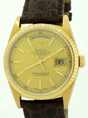 Rolex ref 18238 18k Yellow Gold 36mm Gold Dial Oyster Perpetual Day-Date on Strap
