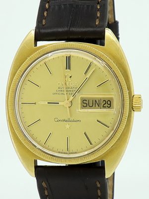 Omega ref 168.029 Gold Auto 36mm Gold Dial Constellation C Day-Date on Strap
