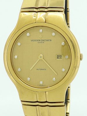 Vacheron Constantin ref 48010 18k Gold Auto 33mm Diamond Dial Phidias Date on Bracelet
