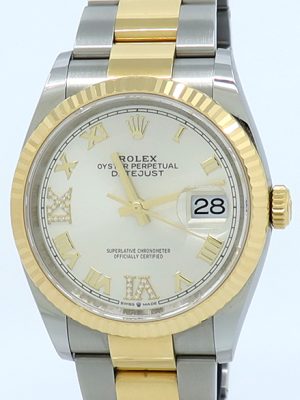 Rolex ref 126233 St/18k YG Auto Silver Roman Diam Dial Oyster Perpetual Datejust 36 on Oyster w/Everything