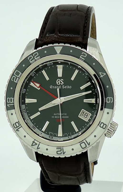 Grand Seiko ref SBGH001J Steel Auto 44mm Green Dial Sport High-Beat 36000  GMT on Strap w/B&P - The Watch Gallery