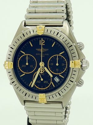 Breitling ref B55045 Steel/Gold Qtz 36mm Black Dial Chrono Sextant on Rouleaux