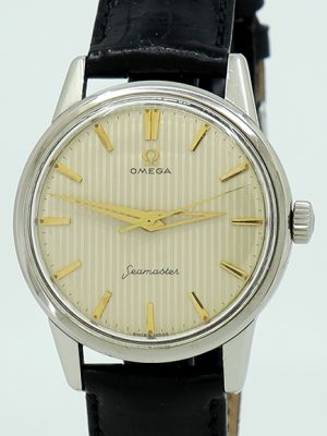 Omega ref 14390 Steel Manual cal.285 35mm Silver Tuxedo Dial Seamaster on Strap c.1960