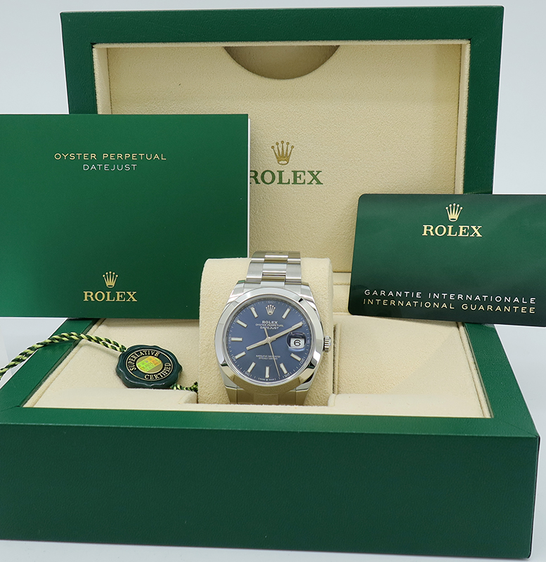 Rolex ref 126300 Steel Auto Blue Dial Oyster Perpetual Datejust 41 on ...