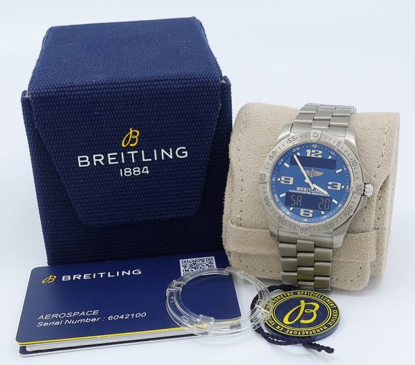 Breitling ref E79362 Titanium 42mm Blue Dial Aerospace Advantage on Bracelet w/B&P - Image 7