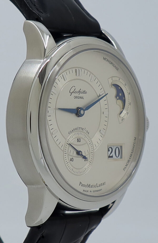 Glashutte Original ref 90-02-02-02-04 Steel Auto 39mm PanoMaticLunar Panoramadatum MoonPhase on Strap w/B&P - Image 3