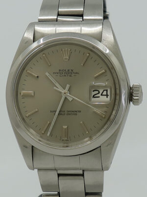 Rolex ref 1500 Steel Auto 34mm Rhodium Dial Oyster Perpetual Date on Oyster c.1970