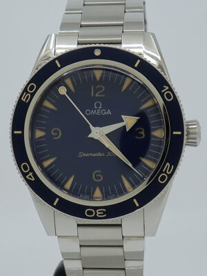 Omega ref 23430412103001 Steel Auto 41mm Blue Dial Seamaster 300 Heritage on Bracelet w/B&P