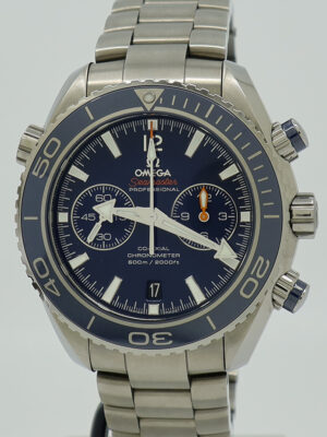 Omega ref 23290465103001 Titanium Auto 45.5mm Blue Seamaster Planet Ocean 600m Chrono on Brac w/B&P