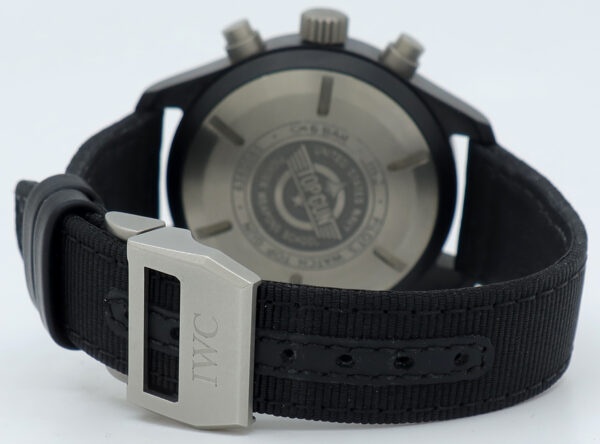 IWC ref IW389101 Black Ceramic Auto 44mm Black Dial Pilot Top Gun Chrono on Strap w/B&P - Image 5