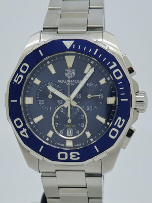 Tag Heuer ref CAY111B Steel Quartz 43mm Blue Dial Aquaracer Chrono Date on Brac w/B&P