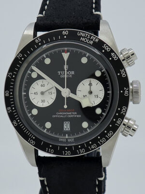 Tudor Ref 79360N Steel Auto 41mm Black Dial Black Bay Chrono on Strap w/Everything