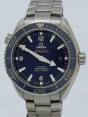 Omega ref 23290462103001 Titanium Auto 45.5mm Blue Dial Seamaster Planet Ocean 600m on Brac w/B&P