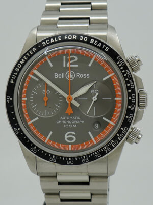 Bell & Ross ref BR V2-94 Steel Auto 41mm LE Grade Cotes Pulsometer Chrono on Brac w/B&P