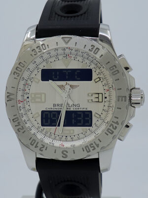 Breitling ref A78363 Steel Auto 44mm Silver Dial Analogue/Digital Airwolf on Rubber w/B&P