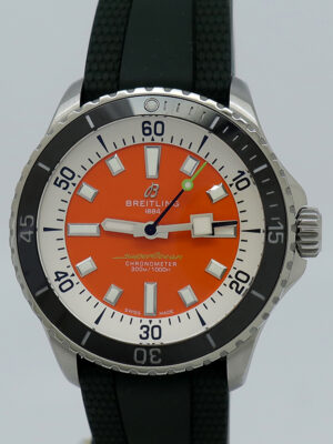 Breitling ref A17375 Steel Auto Blue Orange Dial LE Kelly Slater SuperOcean 42 on Rubber w/B&P