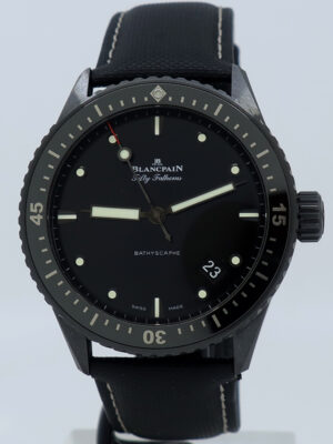 Blancpain ref 5000 Black Ceramic 43mm Black Dial Fifty Fathoms Bathyscape on Strap w/B&P