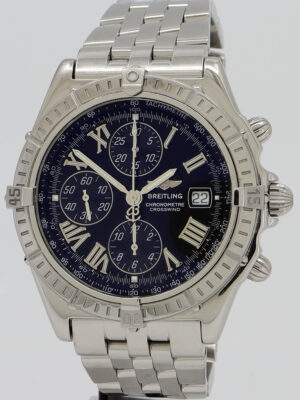 Breitling ref A13355 Steel Auto 44mm Black Roman Dial Crosswind Chrono on Bracelet w/B&P