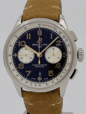 Breitling ref AB0118 Steel Auto Black Reverse Panda Dial Premier B01 Chrono 42 Norton Edition on Strap w/B&P
