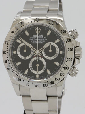 Rolex ref 116520 Steel Auto 40mm Black Dial Oyster Perpetual Daytona Cosmograph on Oyster w/Everything